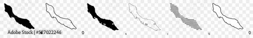 Curaçao Map Black | Curacao Border | State Country | Transparent Isolated | Variations
