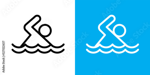 Man swimming outline icon design vector. Free swim in pool symbol illustration.	
