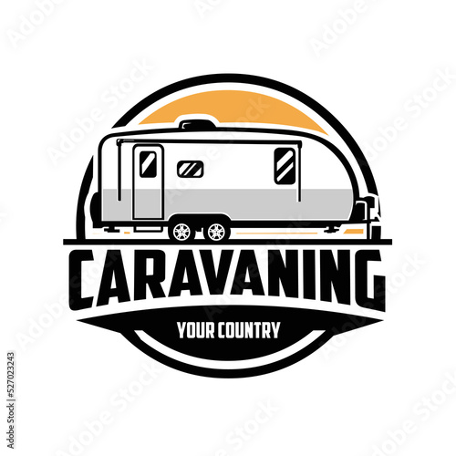 Premium Caravaning Emblem Logo Vector Illustration Isolated. Best for Caravan and Camping related Industry