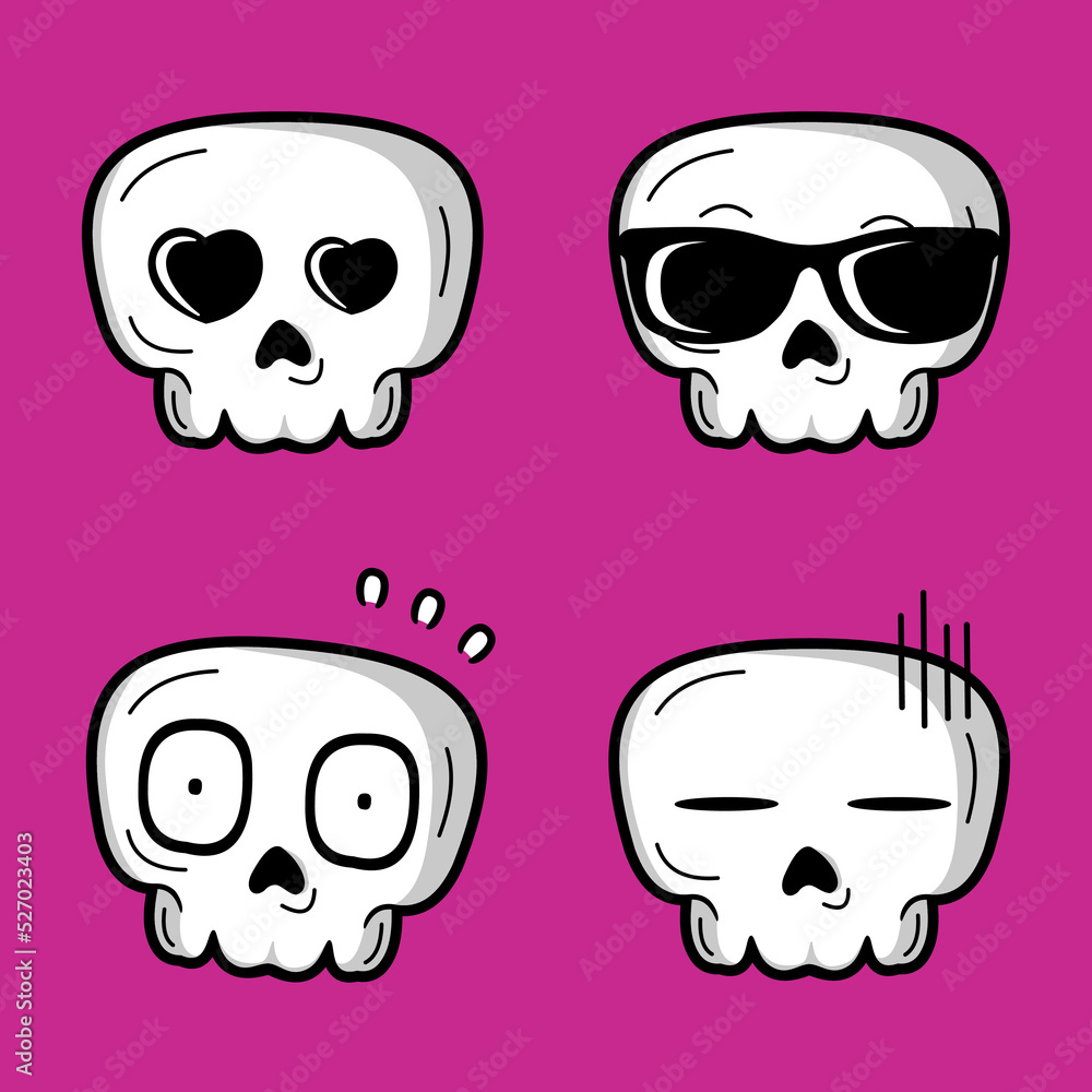 vector illustration of cute kawaii skull emoji vector illustration of cute kawaii skull emoji