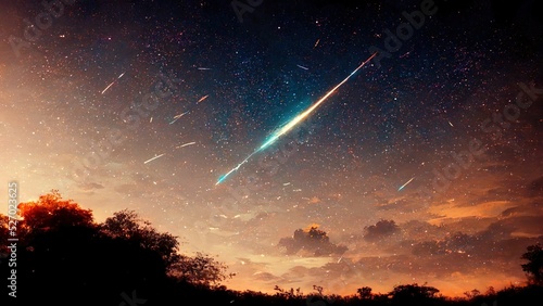 shooting star in sky, illustration photo