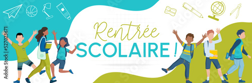 Rentrée scolaire - Bandeau - Bannière - Illustrations d'écoliers
 photo