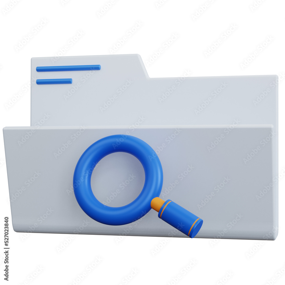3d rendering white folder with search icon isolated 3d rendering white folder with search icon isolated