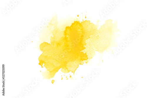 yellow watercolor paint splashes on white background
