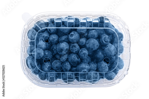 blueberry in a plastic box . Packaging template mockup .