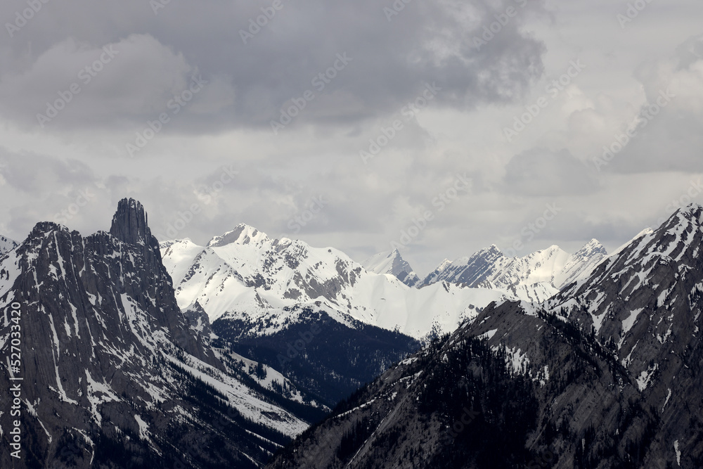 Scenic View Of Majestic Snowcapped Mountains Against Sky At Banff Gondola