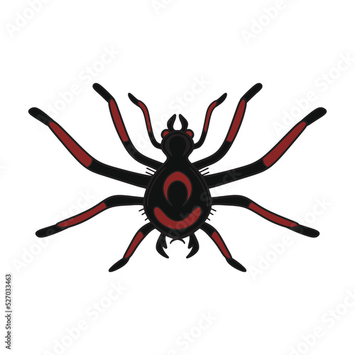 Scary poisonous spider, cartoon doodle illustration, vector. Halloween decor