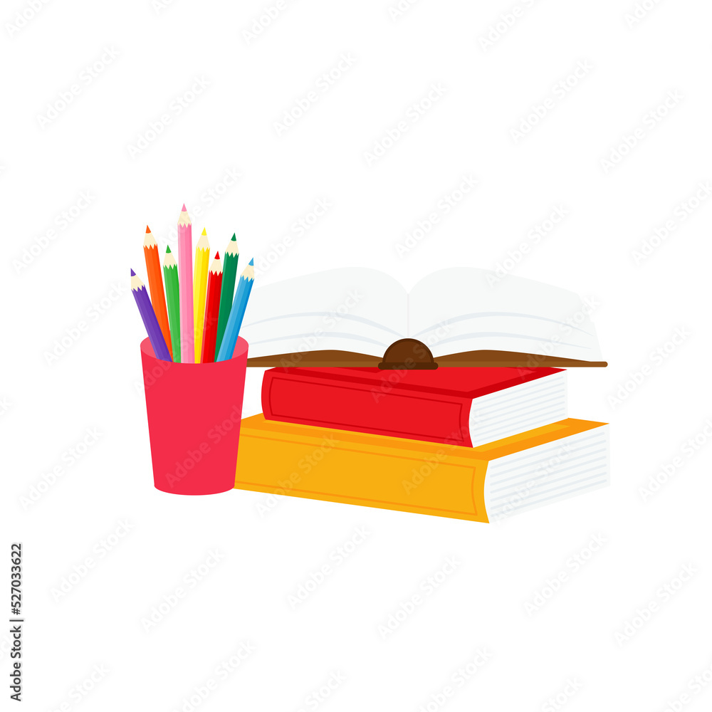 classroom school supplies stationery, pencil case, pen, pile of books, photorealistic literature,notebook, notebook textbook,school bag,Palettes and brushes in art,colored pencils. vector illustration classroom school supplies stationery, pencil case, pen, pile of books, photorealistic literature,notebook, notebook textbook,school bag,Palettes and brushes in art,colored pencils. vector illustration