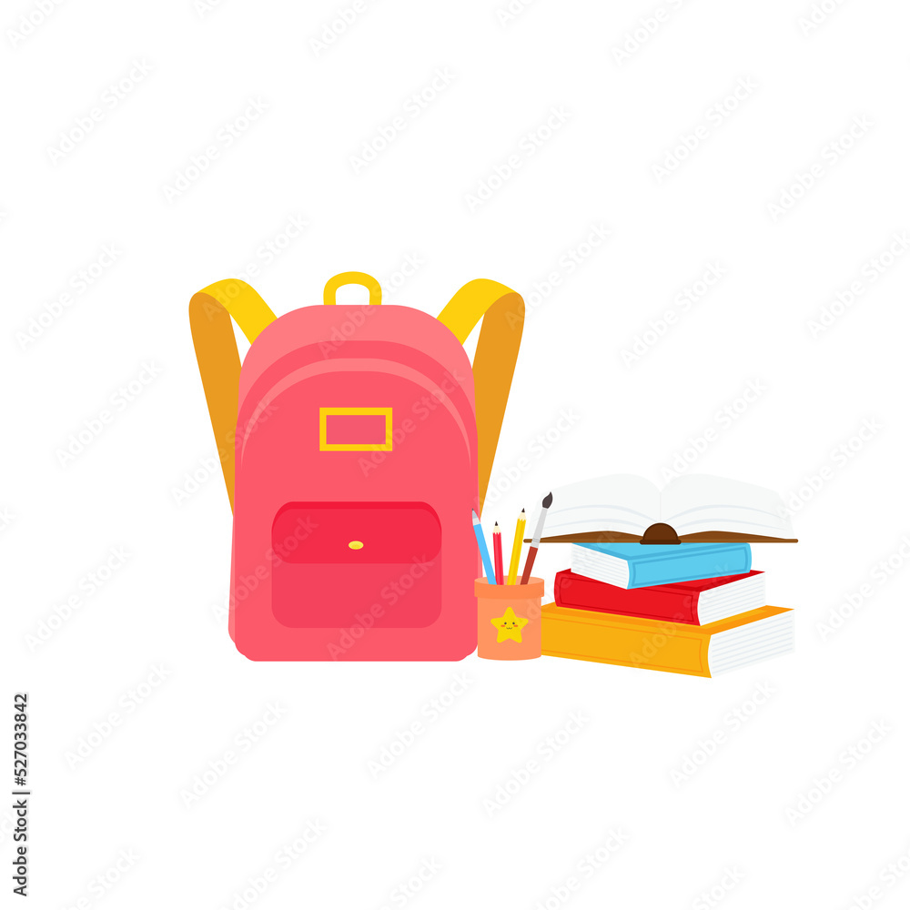 classroom school supplies stationery, pencil case, pen, pile of books, photorealistic literature,notebook, notebook textbook,school bag,Palettes and brushes in art,colored pencils. vector illustration classroom school supplies stationery, pencil case, pen, pile of books, photorealistic literature,notebook, notebook textbook,school bag,Palettes and brushes in art,colored pencils. vector illustration