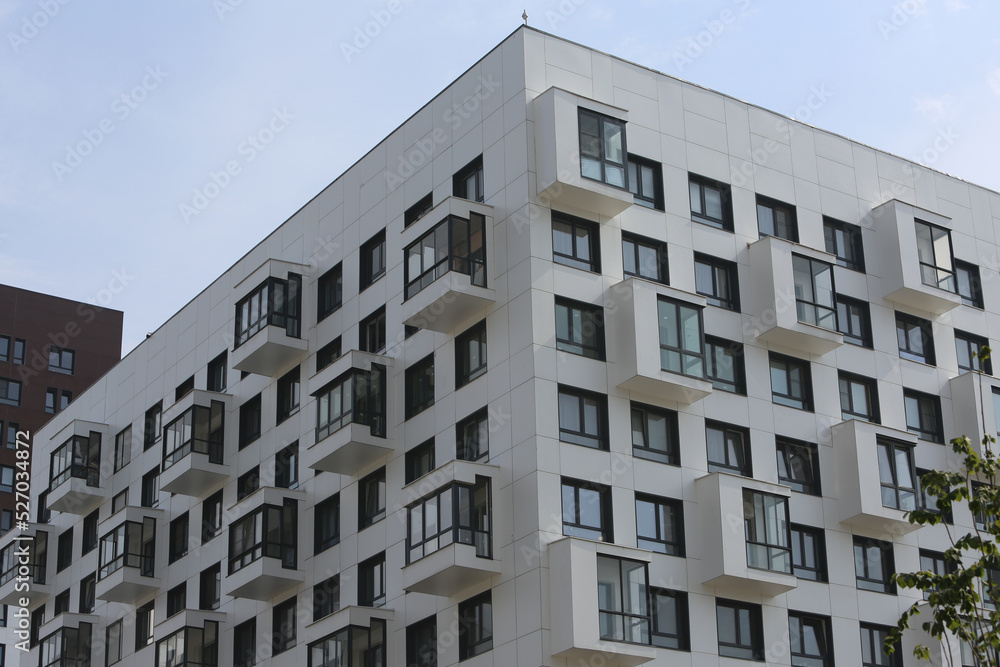 New building facade in housing complex 