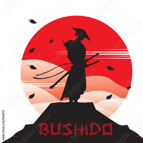 swordsman from japan, bushi sword fighter on moon background