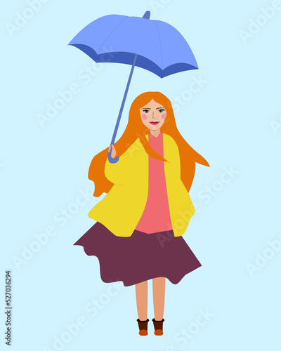 Girl with umbrella. Illustrarion art