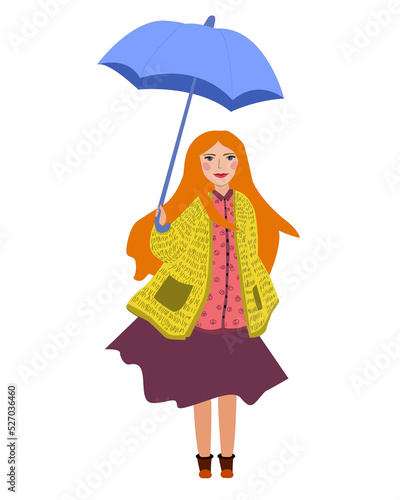 Girl with umbrella. Illustrarion art