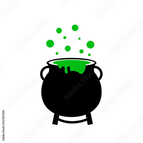 Witch s cauldron used to boil potions and cook food. Halloween vector illustration.