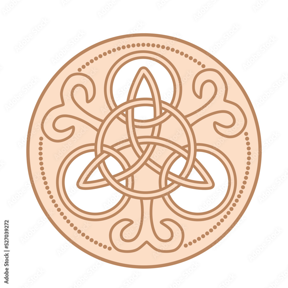Celtic Trinity Knot. Pendant. Beige trendy, design with runes Celtic Trinity Knot. Pendant. Beige trendy, design with runes