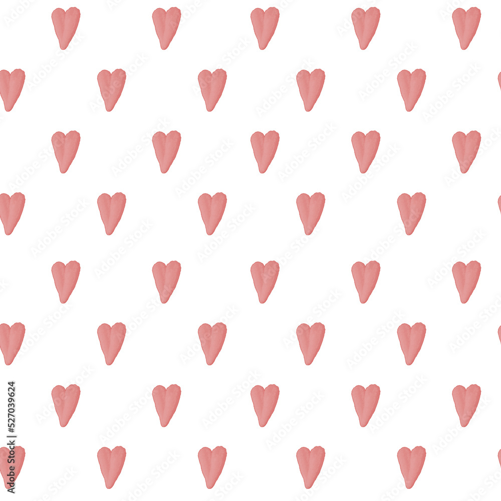 Cute Watercolor Hearts Seamless Pattern