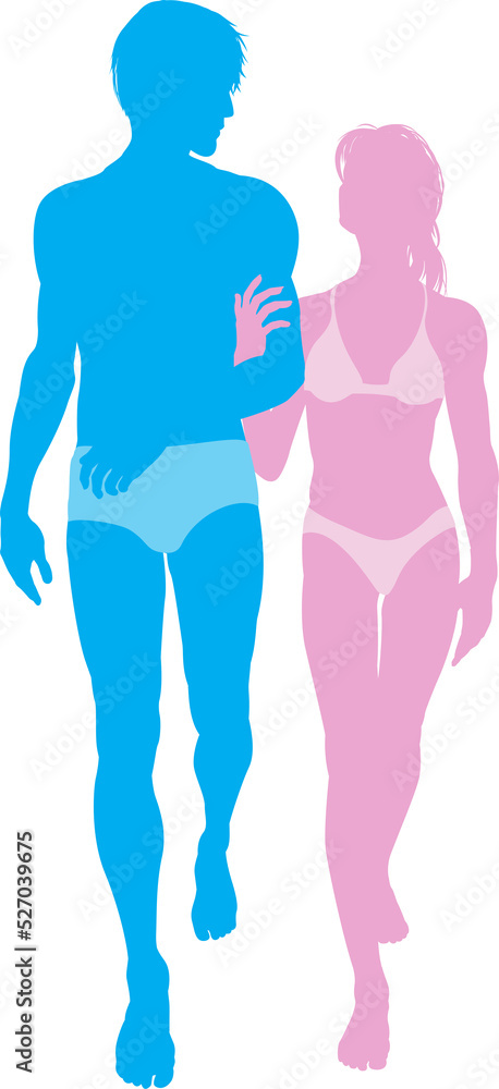 Young couple in love in swimwear