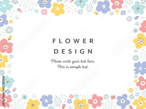 手書きのフラワーフレーム