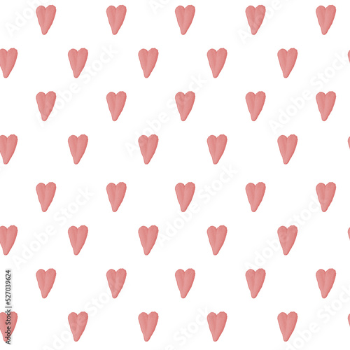Cute Watercolor Hearts Seamless Pattern