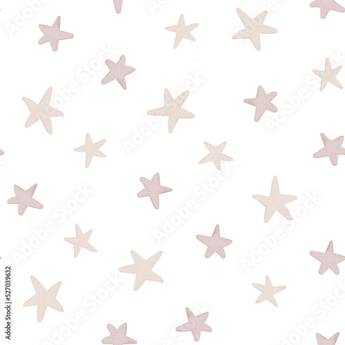 Cute Watercolor Stars Seamless Pattern, Nursery Repeat Pattern