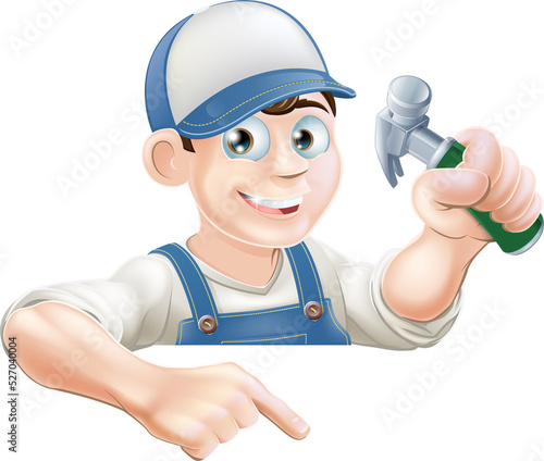 Construction guy pointing a...