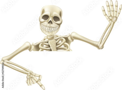 Halloween skeleton pointing