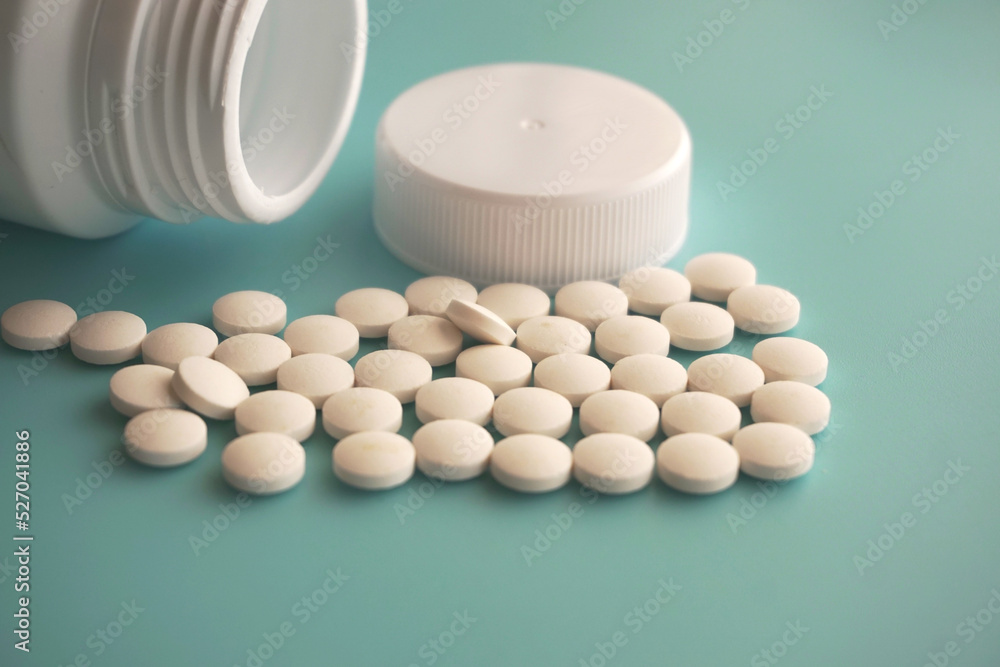 veterinary medicine, animal drug on blue background veterinary medicine, animal drug on blue background