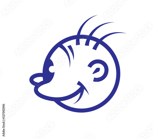 Vintage cartoon head of a male character, side view, retro sticker, hipster logo, vector icon