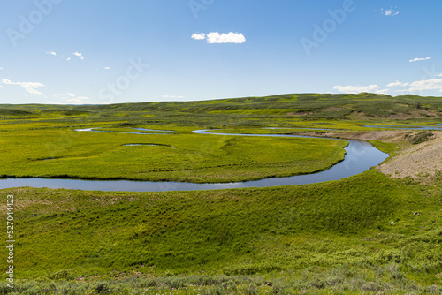 Yellowstone River meandering through Hayden Valley, Yellowstone National Park, Wyoming, USA