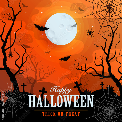 Happy halloween background template with pumpkin
