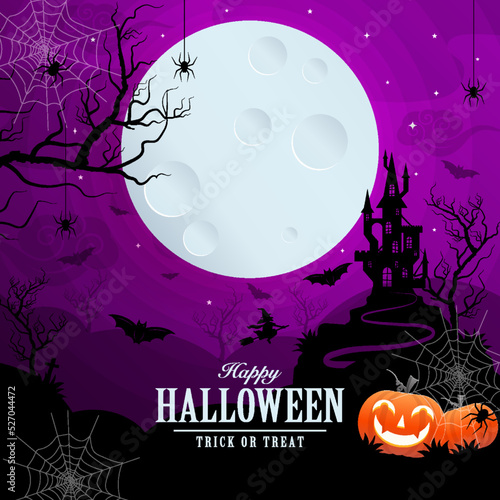 Happy halloween background template with pumpkin
