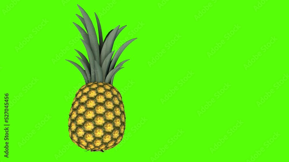 realistic pineapple rotating on itself - chroma key 3D animation realistic pineapple rotating on itself - chroma key 3D animation