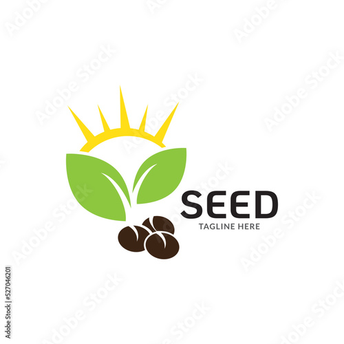 Growing seed logo design template. Fit for wheat farm, natural harvest, agronomy, rural country farming field