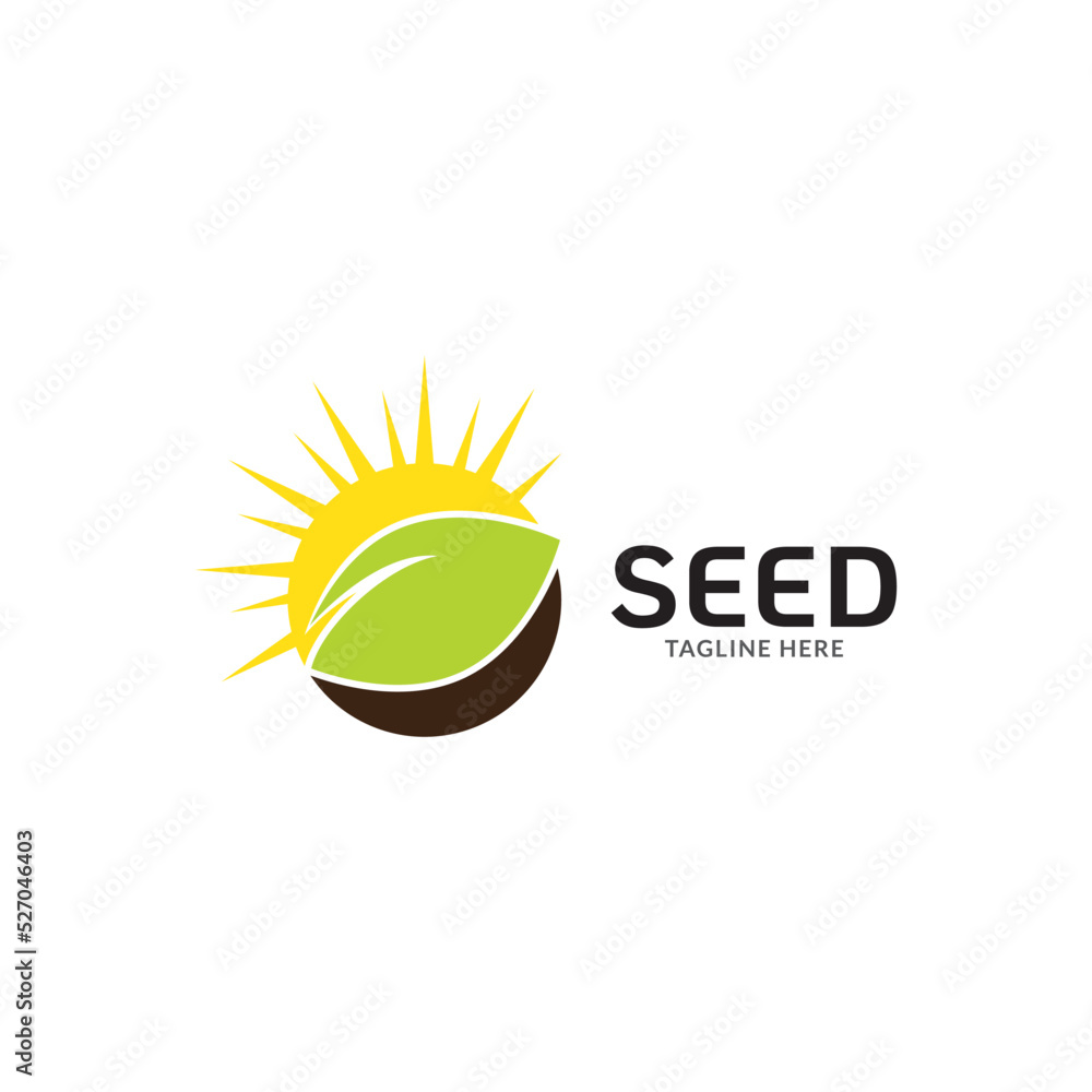 Growing seed logo design template. Fit for wheat farm, natural harvest, agronomy, rural country farming field Growing seed logo design template. Fit for wheat farm, natural harvest, agronomy, rural country farming field