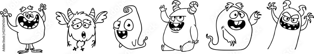 Cute cartoon Monsters. Set of cartoon monsters: goblin or troll, cyclops, ghost, monsters and aliens. Halloween illustrations. Vector Cute cartoon Monsters. Set of cartoon monsters: goblin or troll, cyclops, ghost, monsters and aliens. Halloween illustrations. Vector