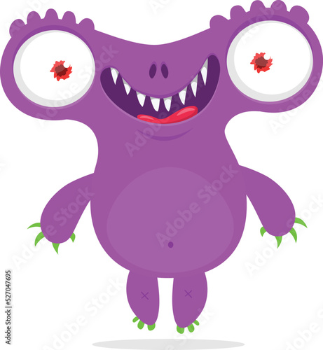 Funny cartoon smiling  monster character. Illustration of cute and happy mythical alien creature. Halloween design