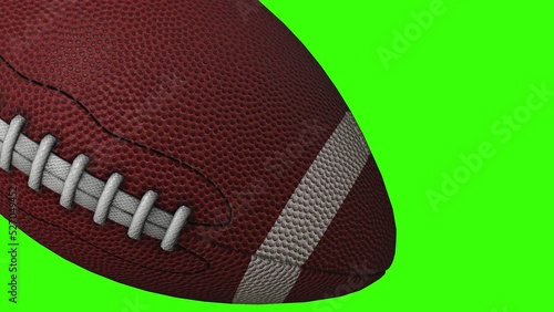 three animation 3D with american football ball on green screen - Broadcast Chroma key ready - Olympic Games 2024