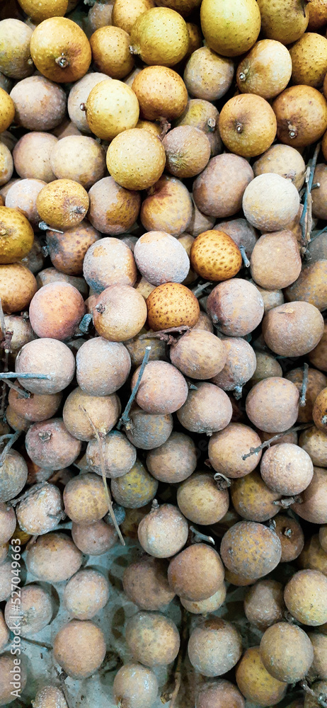 A collection of longan fruit that is ready to be sold to the market A collection of longan fruit that is ready to be sold to the market