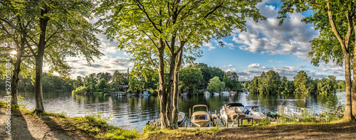 Fotografia, Obraz Ry Silkeborg camping  grounds Skyttehuset in the Danish Lake District, Denmark