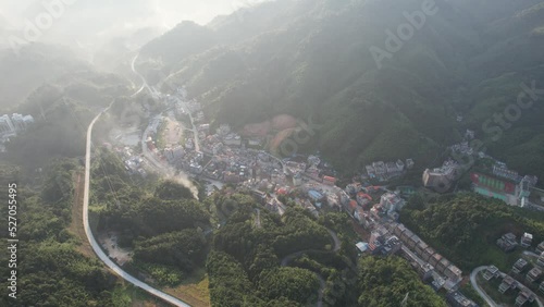 Aerial photography of a dwelling in the forest
