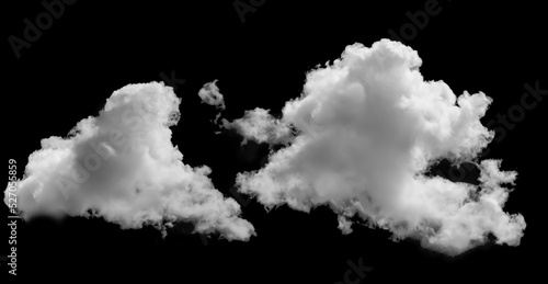 White clouds isolated on black background, clouds set on black