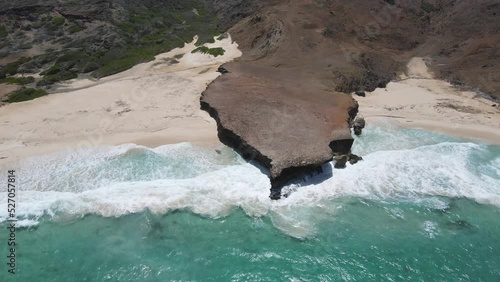 Aerial view of rocky coast in Arikok National Park in Aruba photo