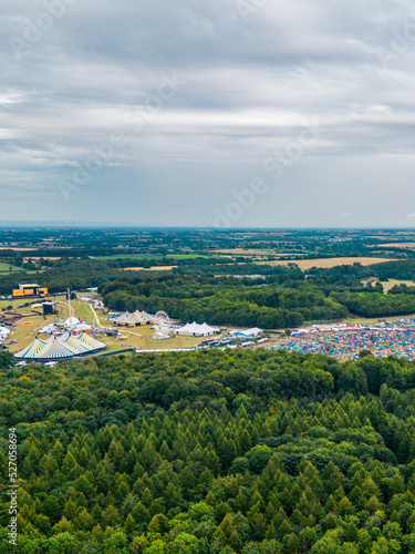 Aerial view over Leeds Festival in Bramham Park