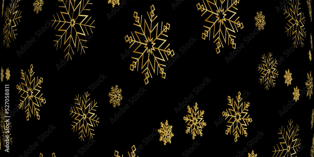 Abstract black background with gold snowflake Abstract black background with gold snowflake