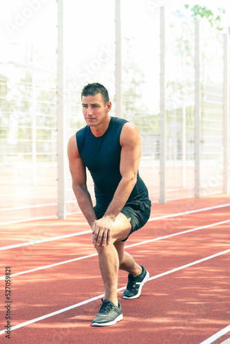 Sport outdoor. Man exercise on the street