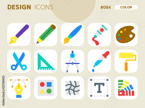 デザインに関連するカラースタイルのアイコンセット_084