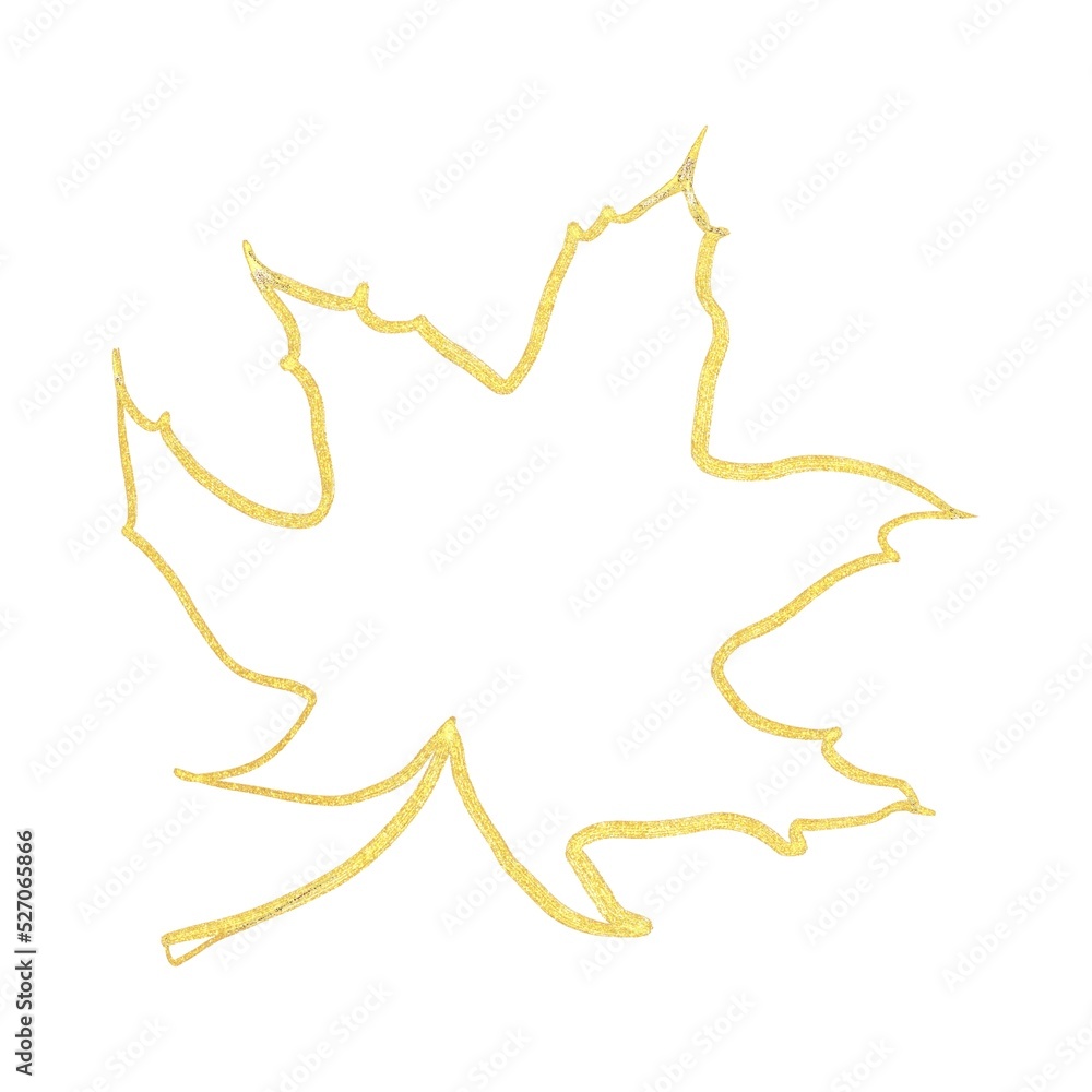 Gold line art of leaf 