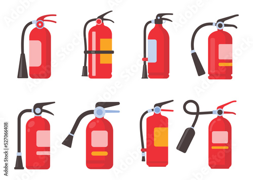 red fire extinguisher for suppressing fire in buildings