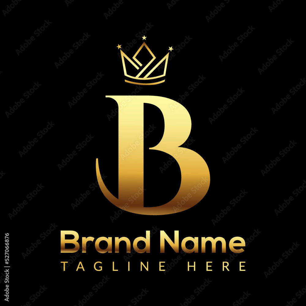 Crown Logo On Letter B Template. Crown Logo On B Letter, Initial Crown ...