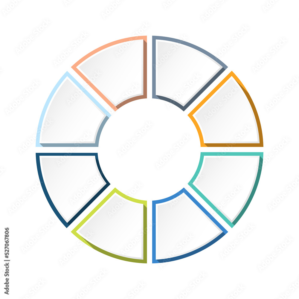 Basic Circle infographics design with 8 steps. Basic Circle infographics design with 8 steps.